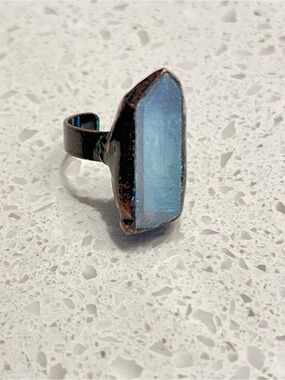 Retro Style Natural Crystals Cluster Big Statement Adjustable‎ Ring